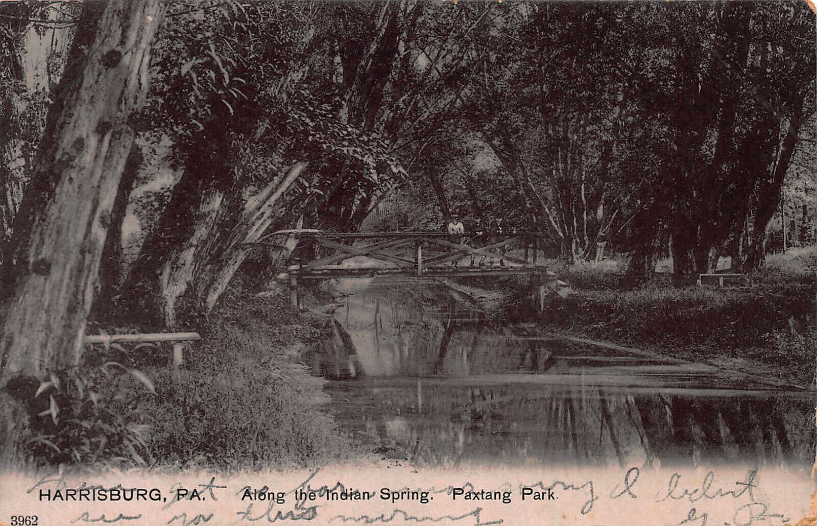 Along the Indian Spring, Paxtang Park, Harrisburg, PA., postcard, used in 1907