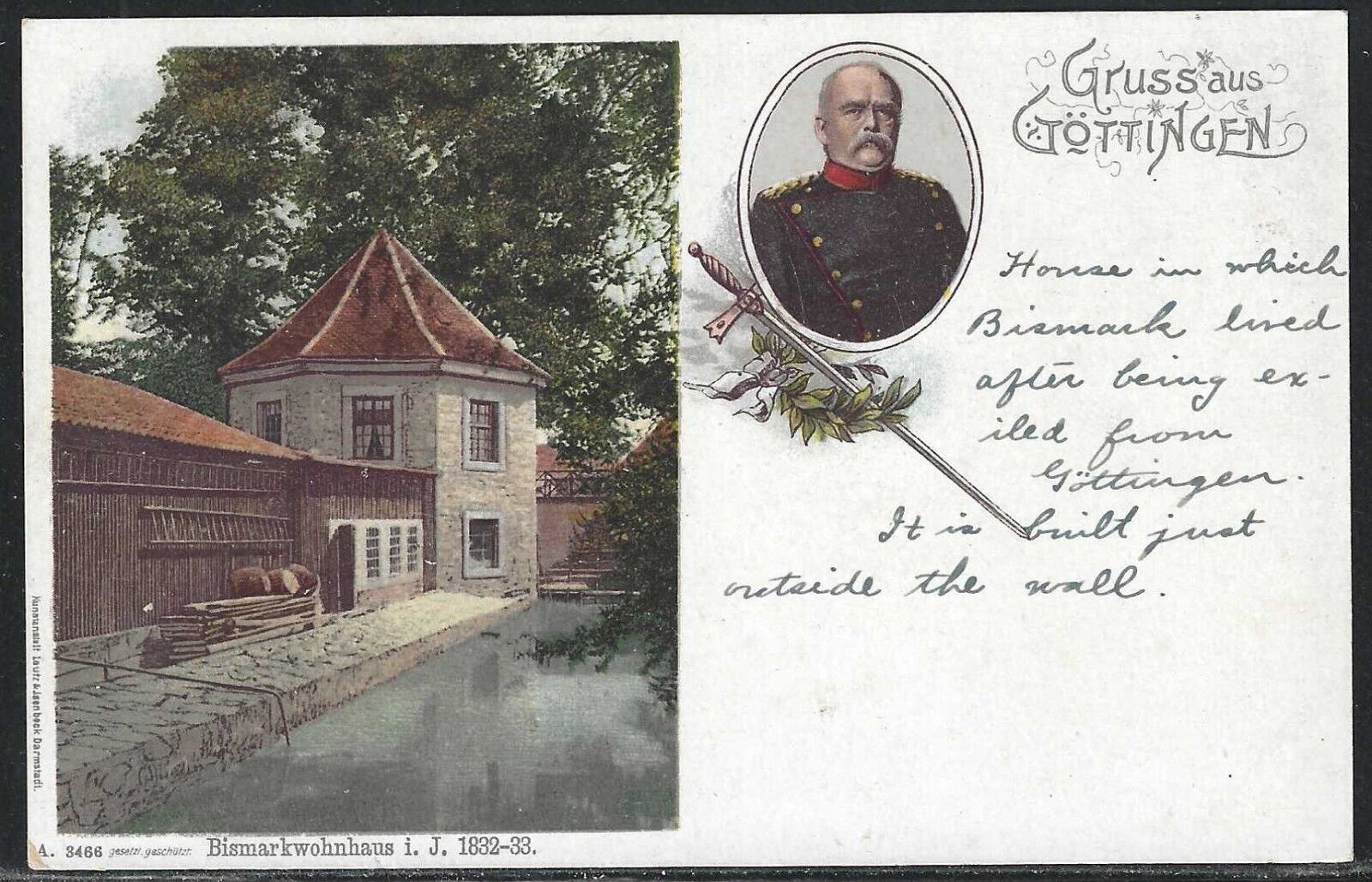 Greetings from Gottingen, Very Early German Postcard showing Otto Von Bismark