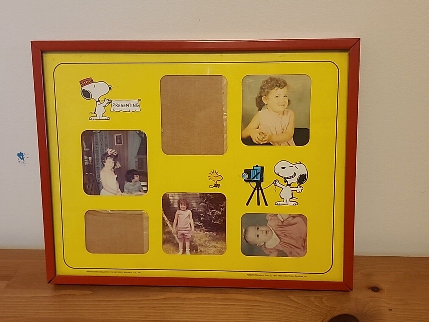Vtg Snoopy Montage Picture Frame Collage Woodstock Peanuts 1965 Unused 11 x 14