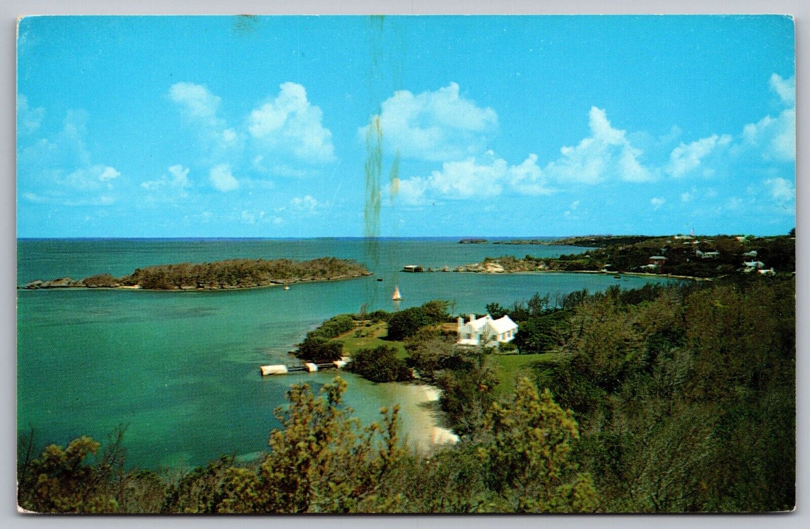 Elys Harbour Somerset Bermuda Battery Birds Eye View Beach Island VTG Postcard