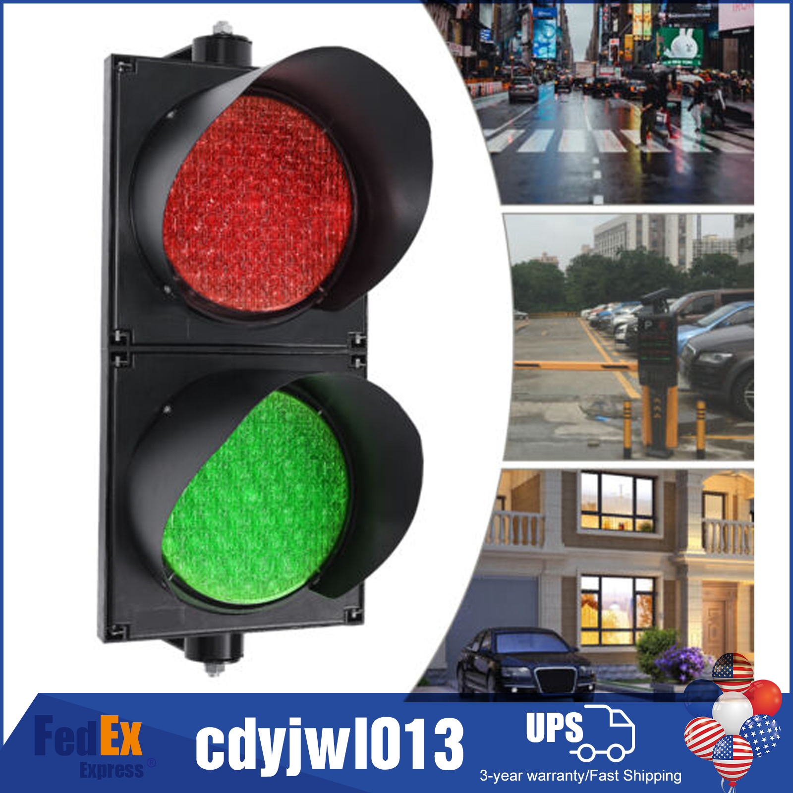 LED Traffic Signal Red/Green Lamp PC Housing Waterproof IP54 Traffic Stop Light