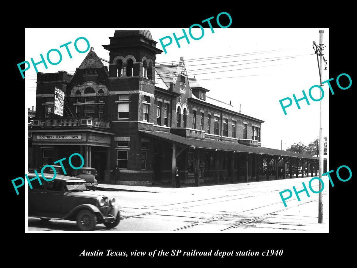 OLD 8x6 HISTORIC PHOTO OF AUSTIN TEXAS THE SP RAILROAD DEPOT STATION c1940