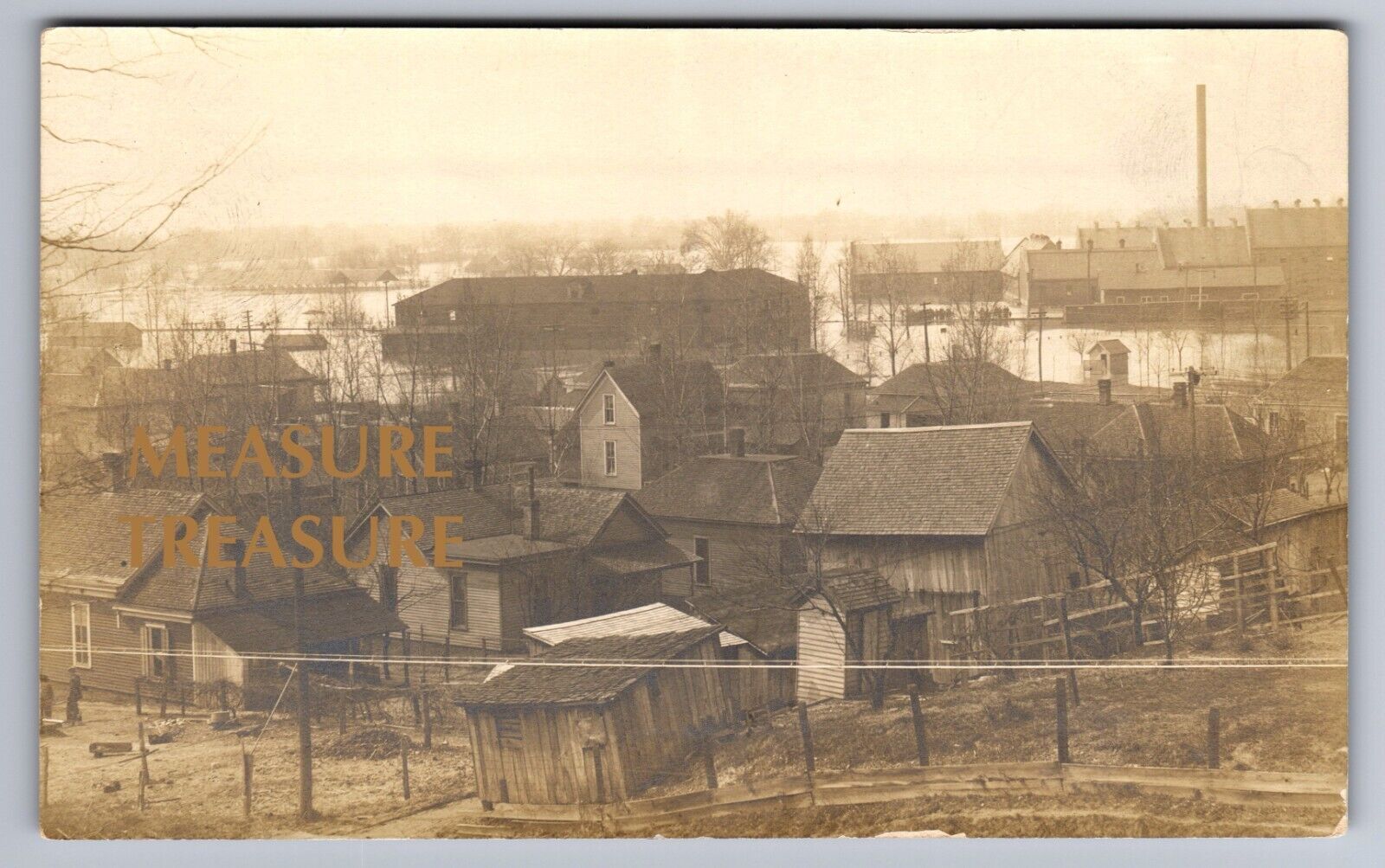 1913 RPPC MOUNT CARMEL, IL HIGH WATER WABASH RIVER FLOOD PHOTO Postcard P47