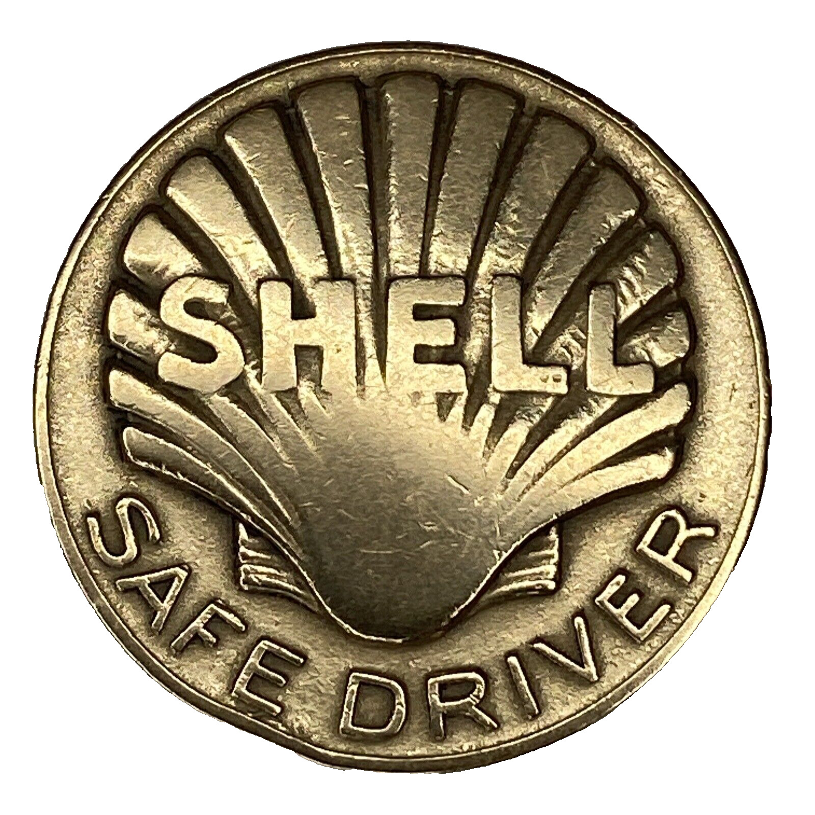Old 1930 Shell Oil 35mm Bronze Medal Automobile Safe Driver Depression Era Promo
