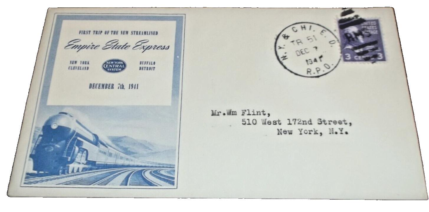 1941 HISTORIC NEW YORK CENTRAL NYC THE EMPIRE STATE EXPRESS PEARL HARBOR DAY A
