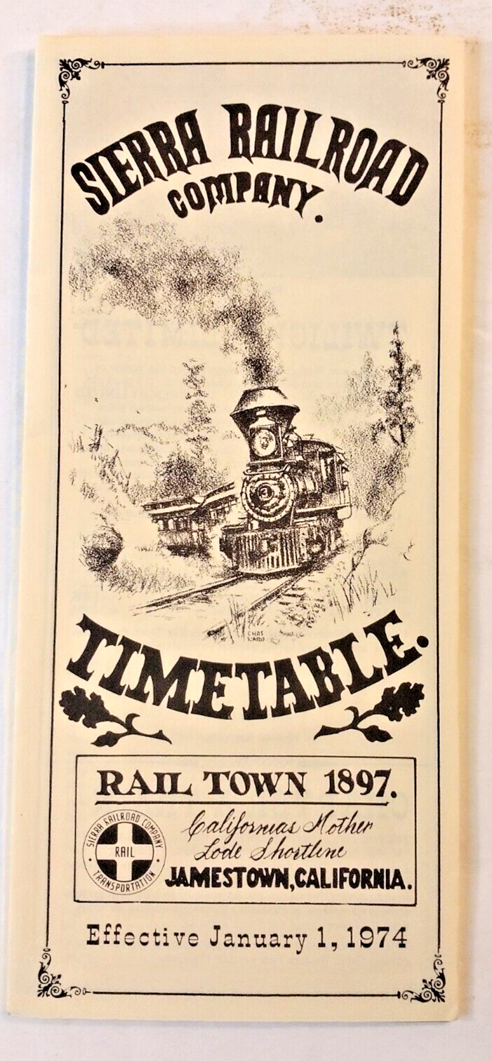 1974 Sierra Railroad Company Jamestown California Timetable Train
