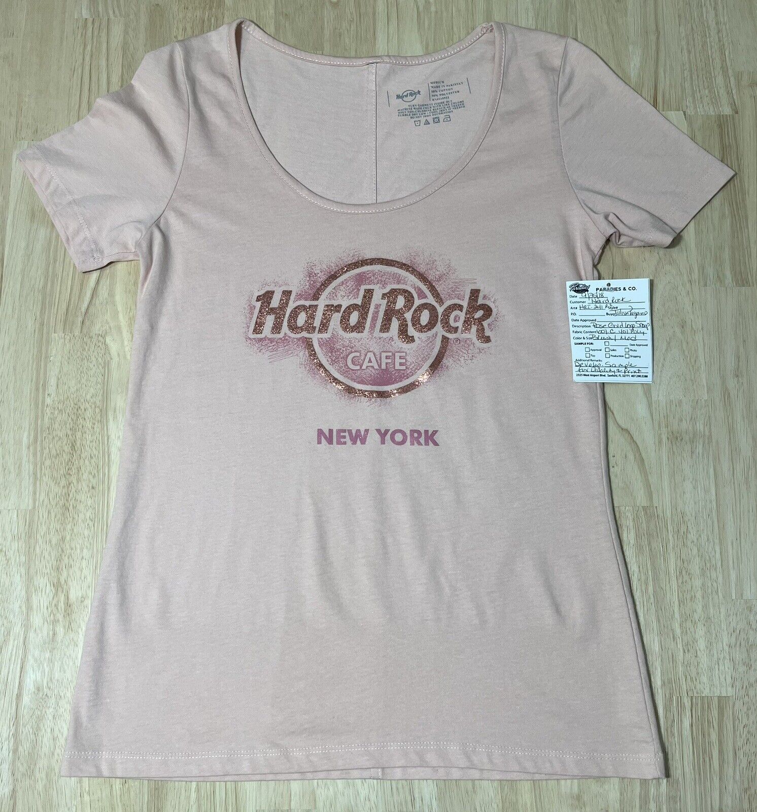 (Womens M) HARD ROCK CAFE New York Shirt GLITTER Sketch PP SAMPLE Tee NWOT