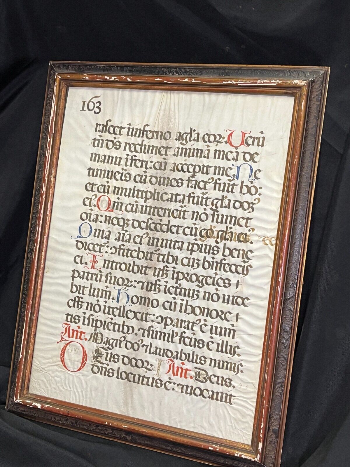 LATIN RELIGIOUS LEAF ON VELLUM 1500'S? 2-SIDED FRAMED & AUTHENTIC MAKE AN OFFER