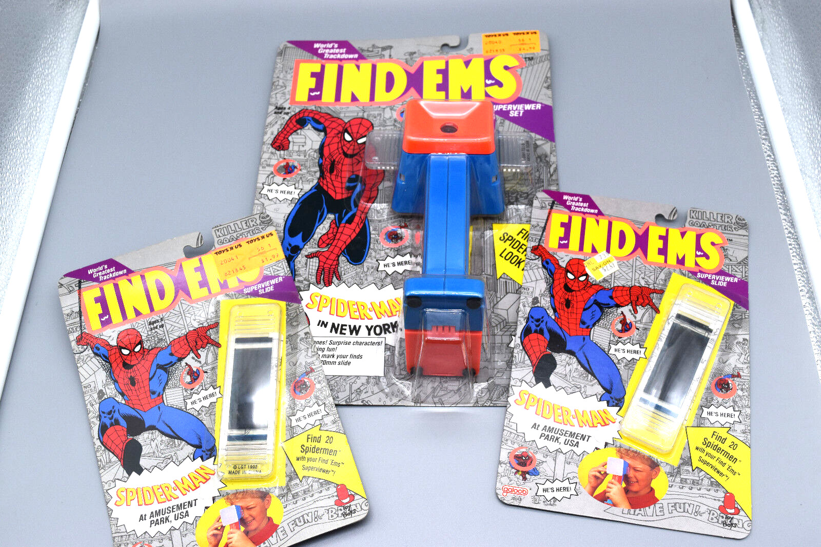 Spider-Man Find EM's Superviewer Set & 2 Superviewer Slides,  Org Package,  1992