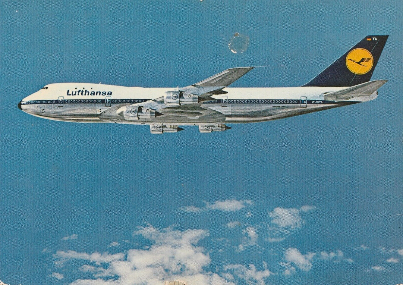 Vintage Postcard Lufthansa Boeing Jet 747 Airplane Photograph Unposted
