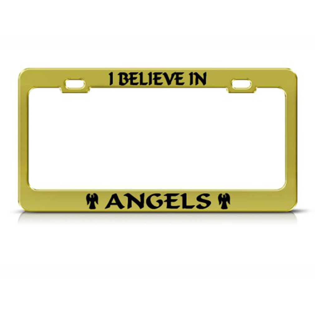 I Believe In Angels Steel Metal License Plate Frame Car Auto Tag Holder
