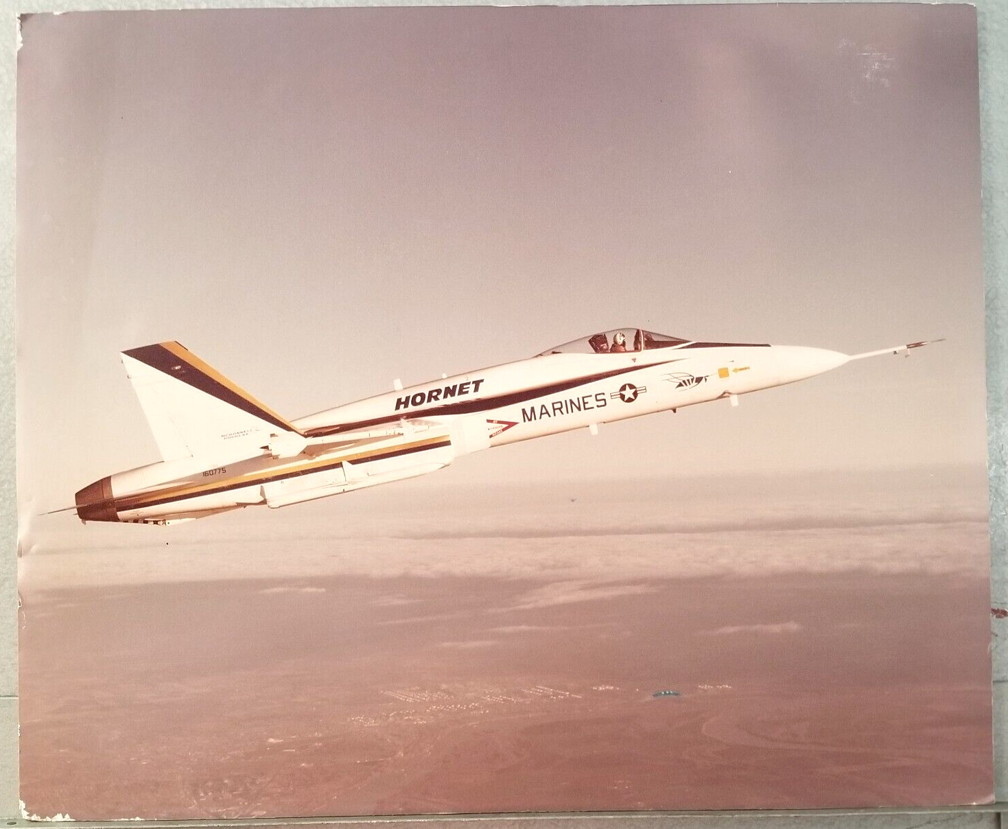 McDonnell Douglas F-18 Hornet Art Flying Marines Foam Board Publicity 1970s