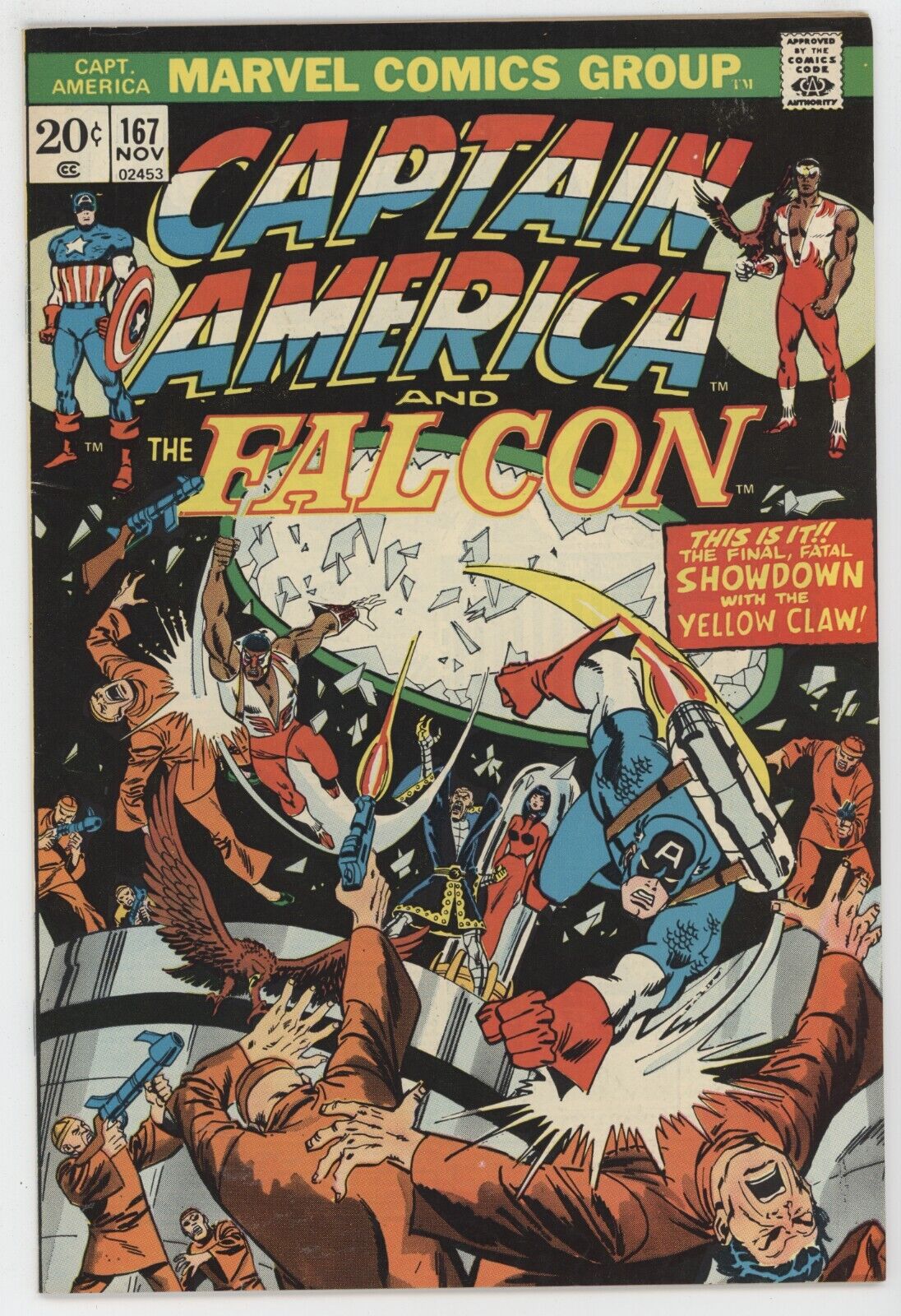Captain America 167 Marvel 1973 FN VF Falcon Nick Fury Yellow Claw Jetpack