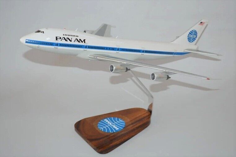 Pan Am American Boeing 747-200 Desk Top Display Wood Jet Model 1/144 SC Airplane