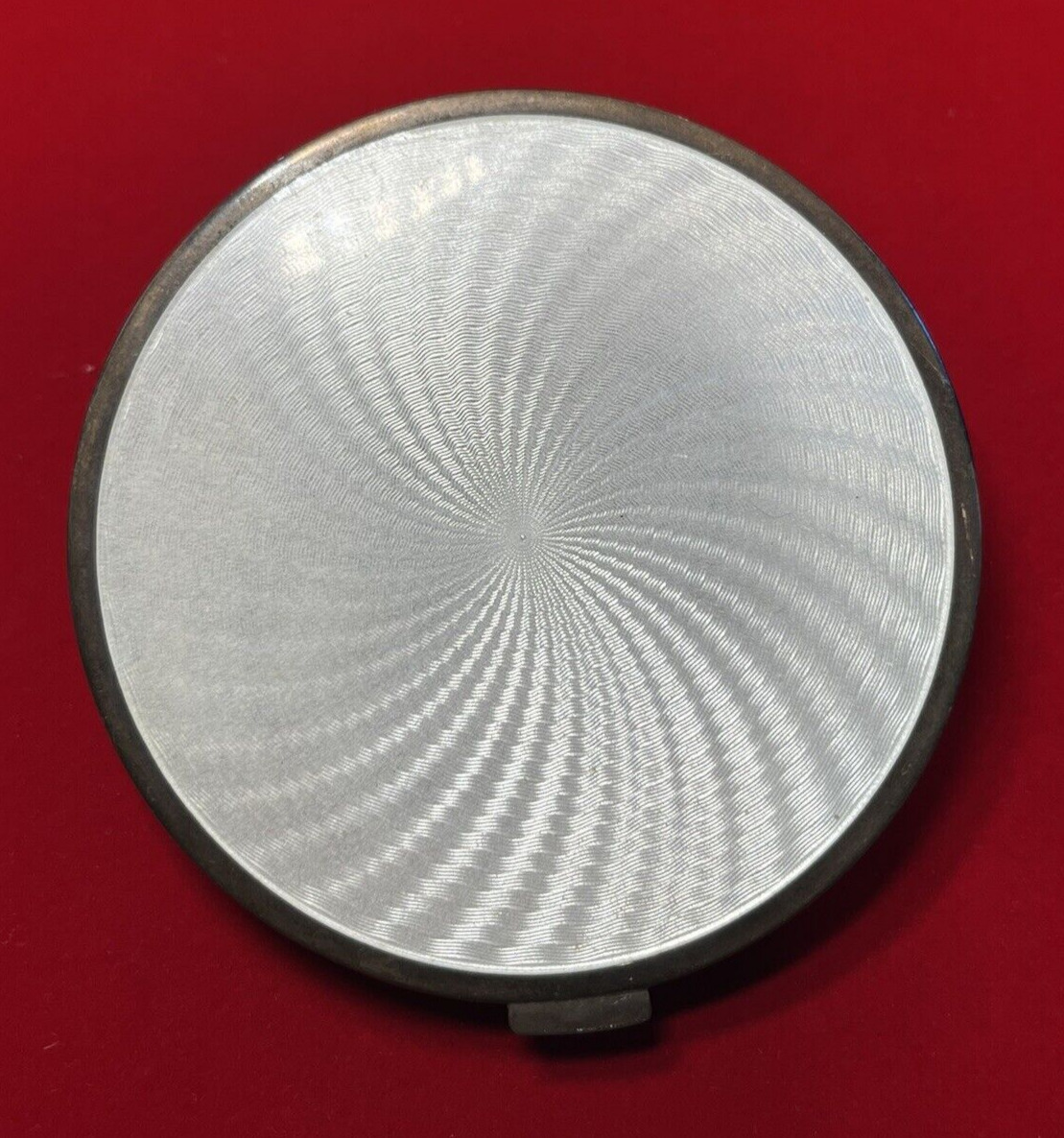 European Guilloche Enamel on Sterling Silver Mirrored Compact