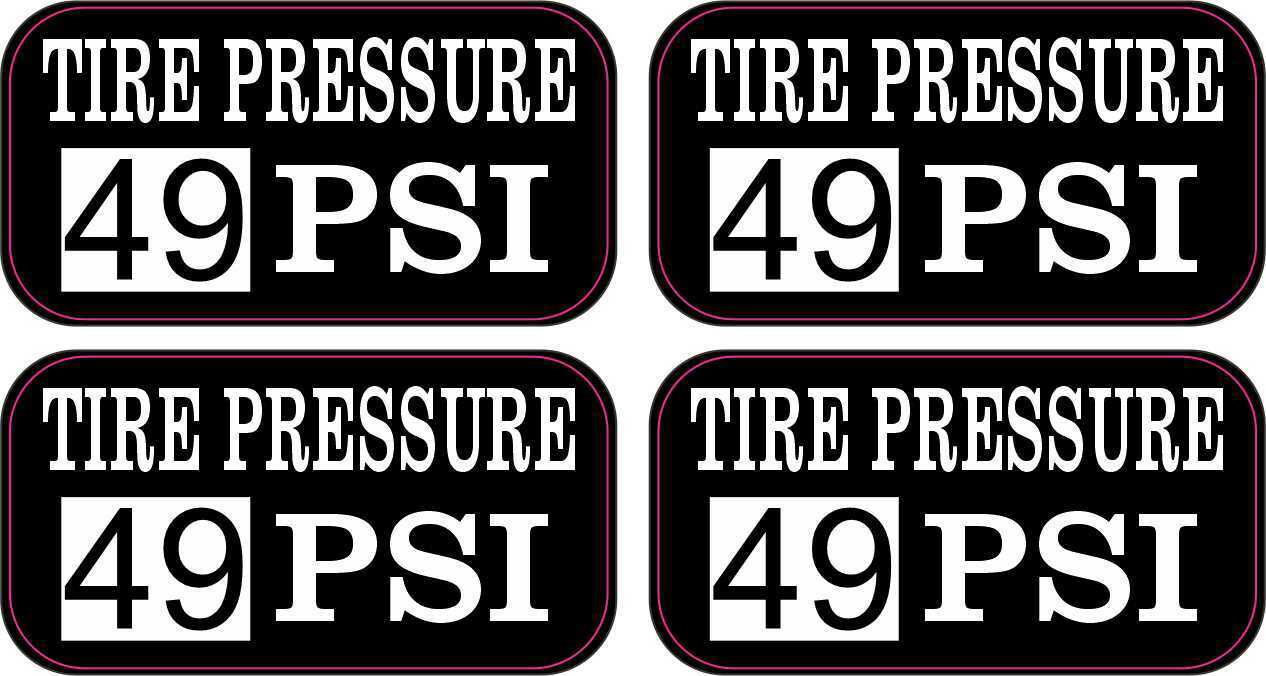2in x 1in Tire Pressure 49 PSI Vinyl Stickers Car Truck Vehicle Bumper Decal