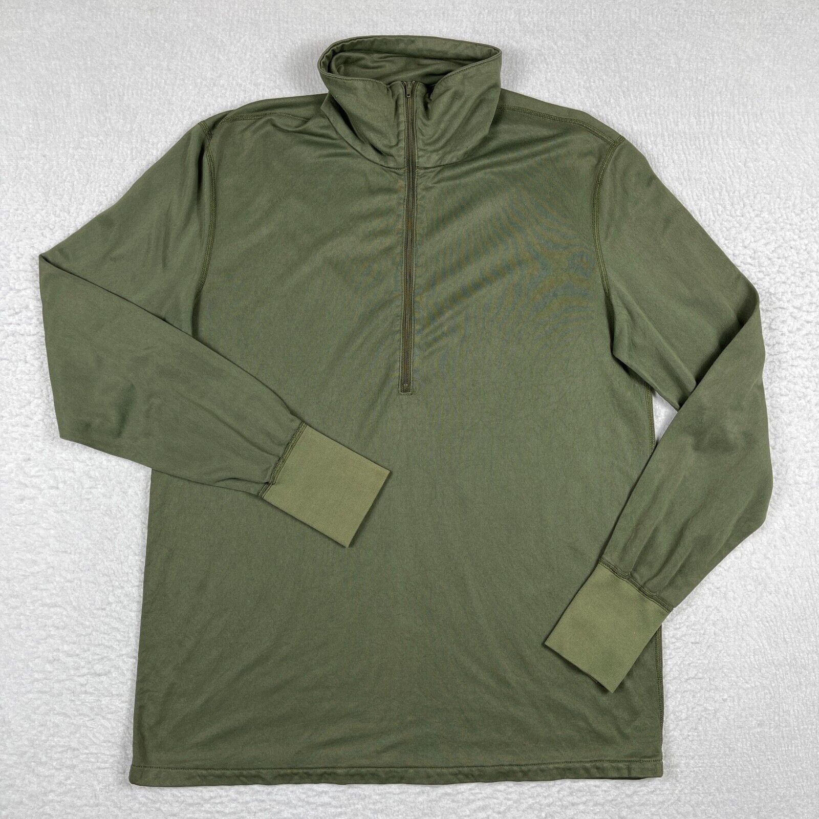 K-L Mfg Shirt Mens Medium Green Sleeping 1/2 Zip Heat Retentive Moisture Resist