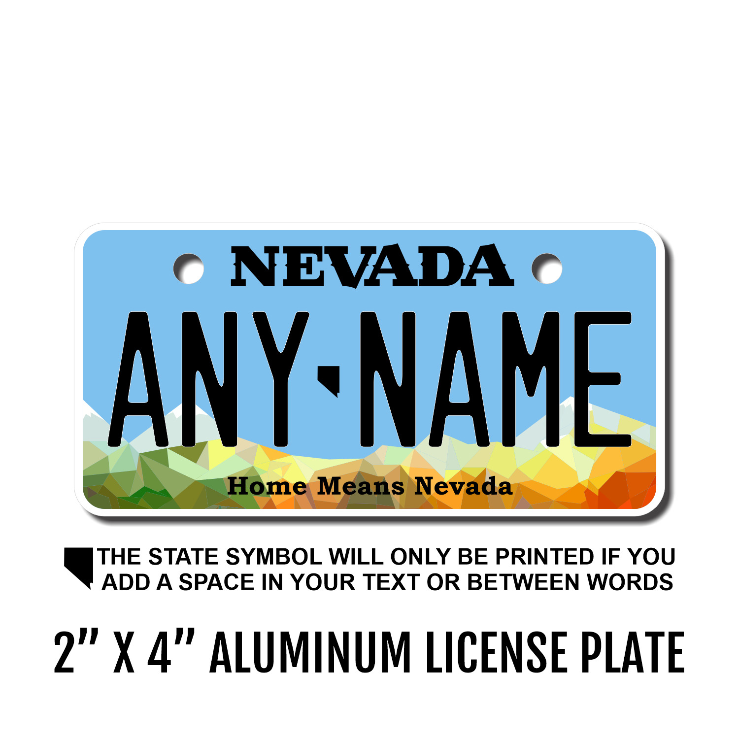 Personalized Nevada License Plate 5 Sizes Mini to Full Size 
