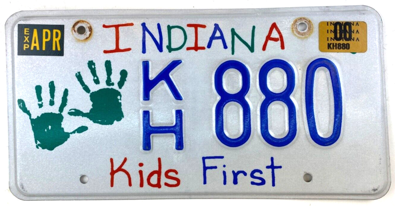 Indiana 2000 Organization License Plate Kids First Garage Wall Decor Collector
