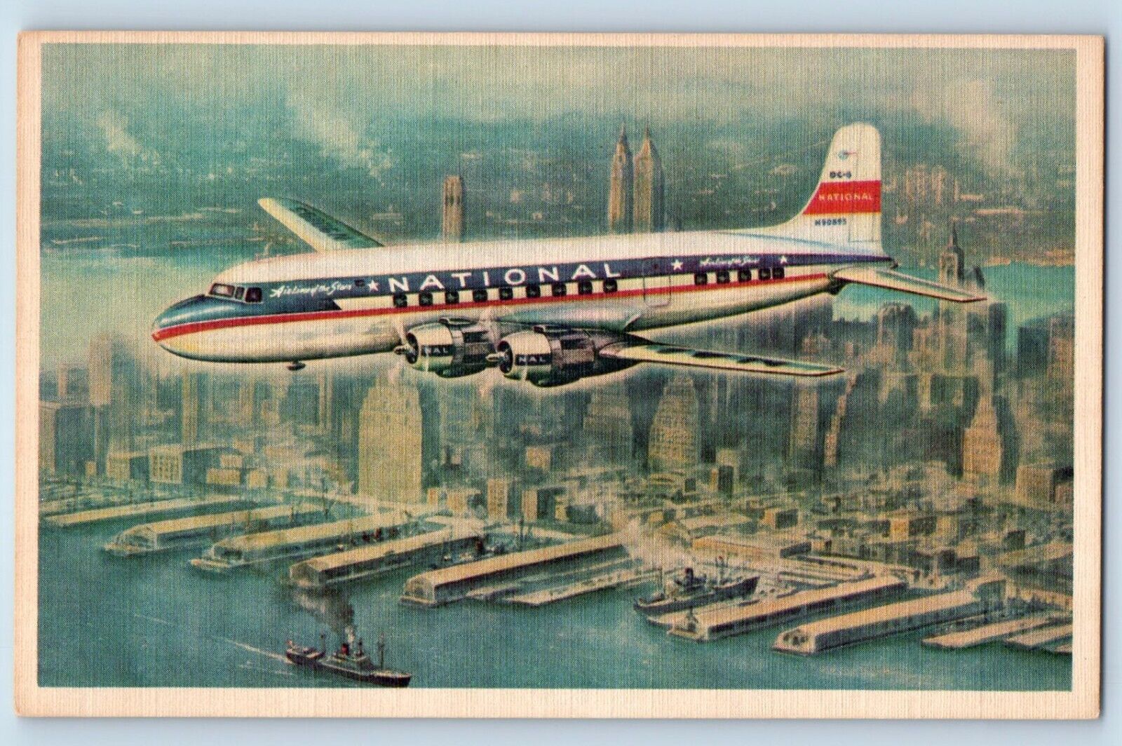 The Star Postcard Airplane National World Famed Luxury Red Carpet Service
