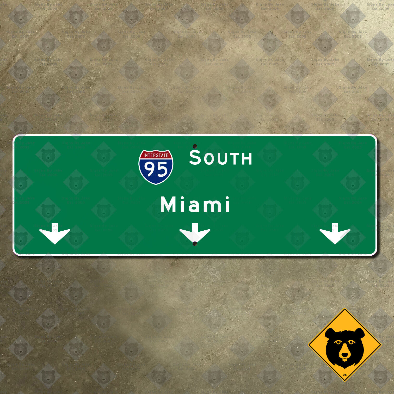 Florida interstate 95 south Miami freeway overhead highway guide sign 2009 30x10