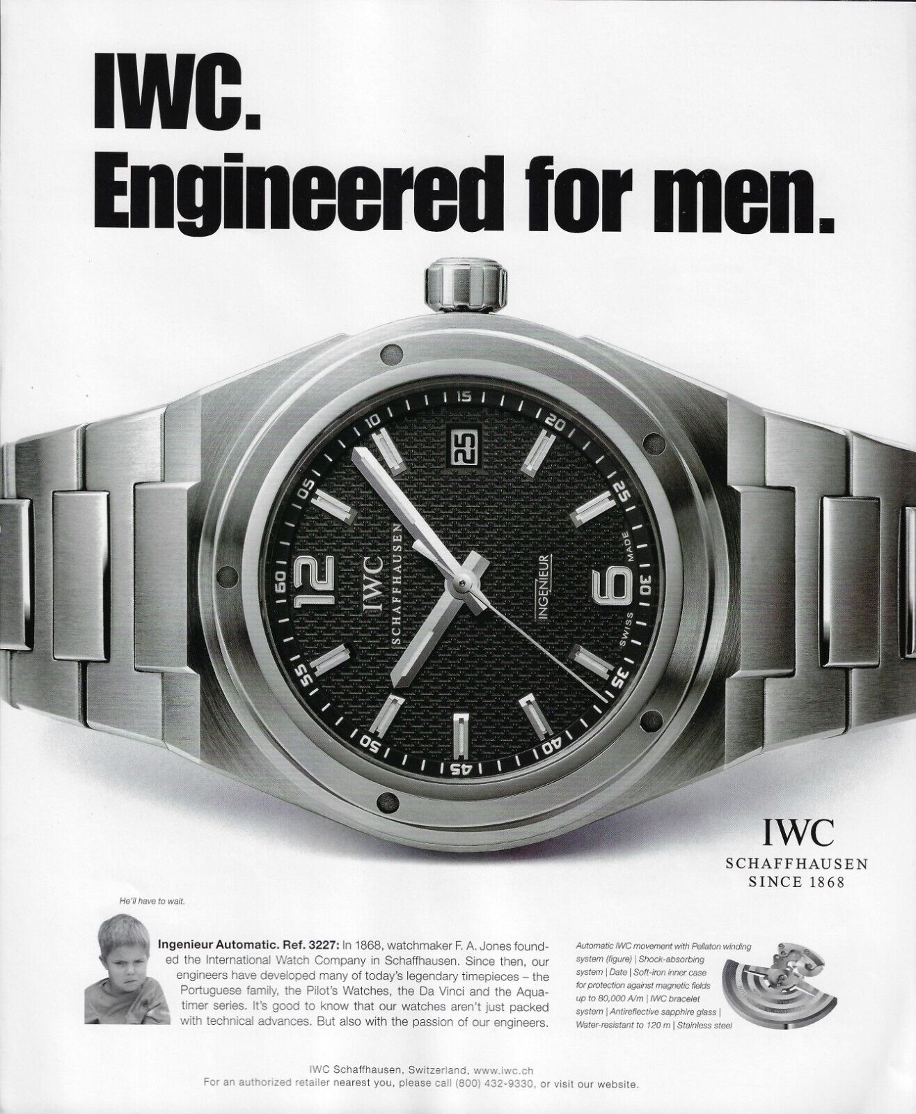 2008 IWC International Watch Co Ingenieur Automatic Ref 3227 Vintage Print Ad x