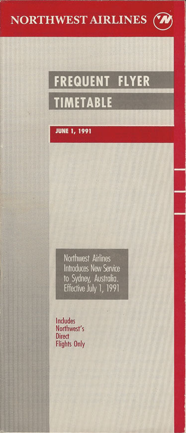 Northwest Airlines system timetable 6/1/91 [308NW] Buy 4+ save 25%