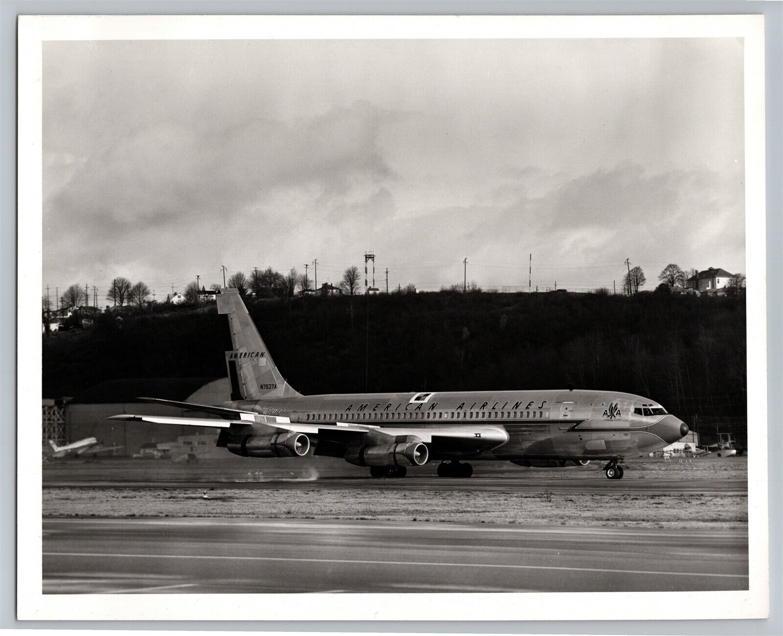 Aviation Airplane American Airlines Boeing 707 Flagship 1960s B&W 8x10 Photo 4C2