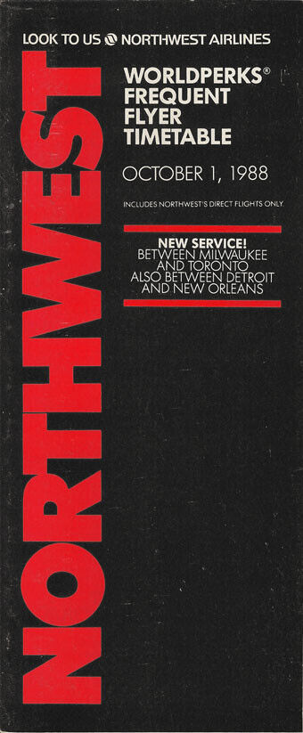 Northwest Airlines system timetable 10/1/88 [308NW] Buy 4+ save 25%