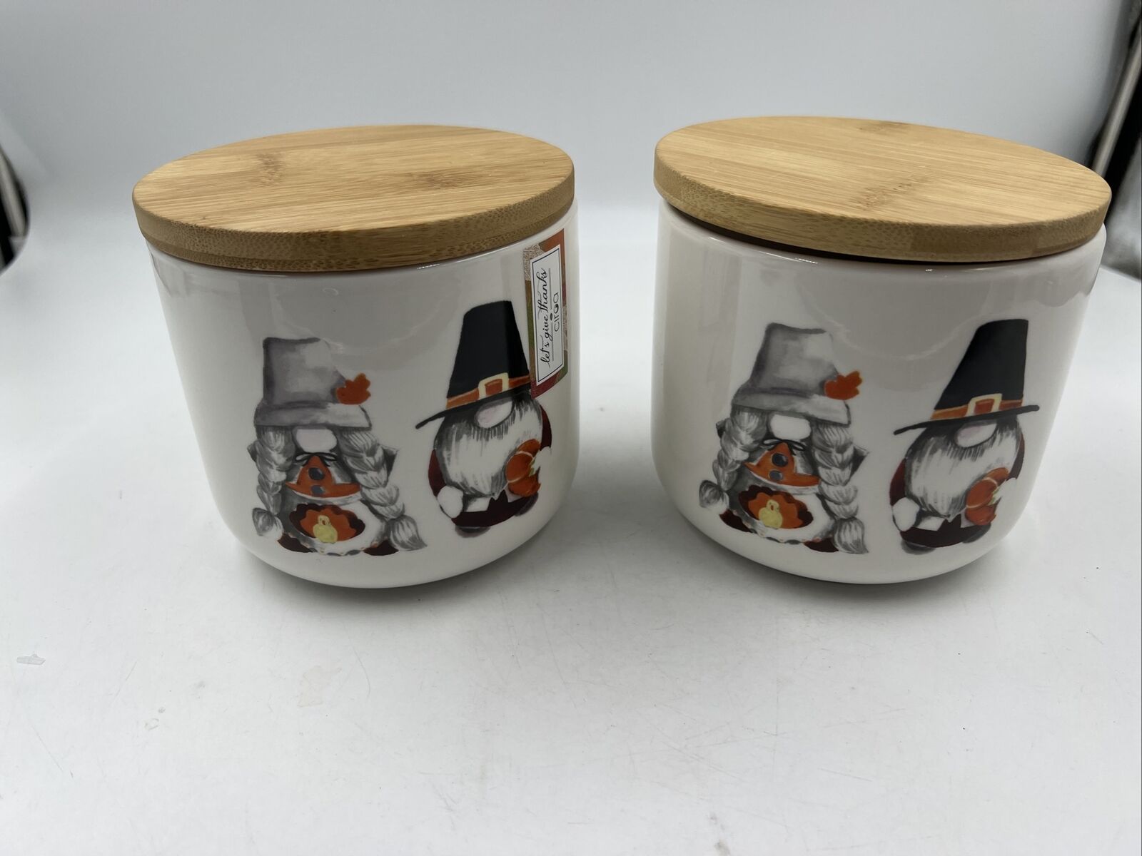 Ciroa Ceramic 5x5in Let’s Give Thanks Gnome Canister Set BB02B13005