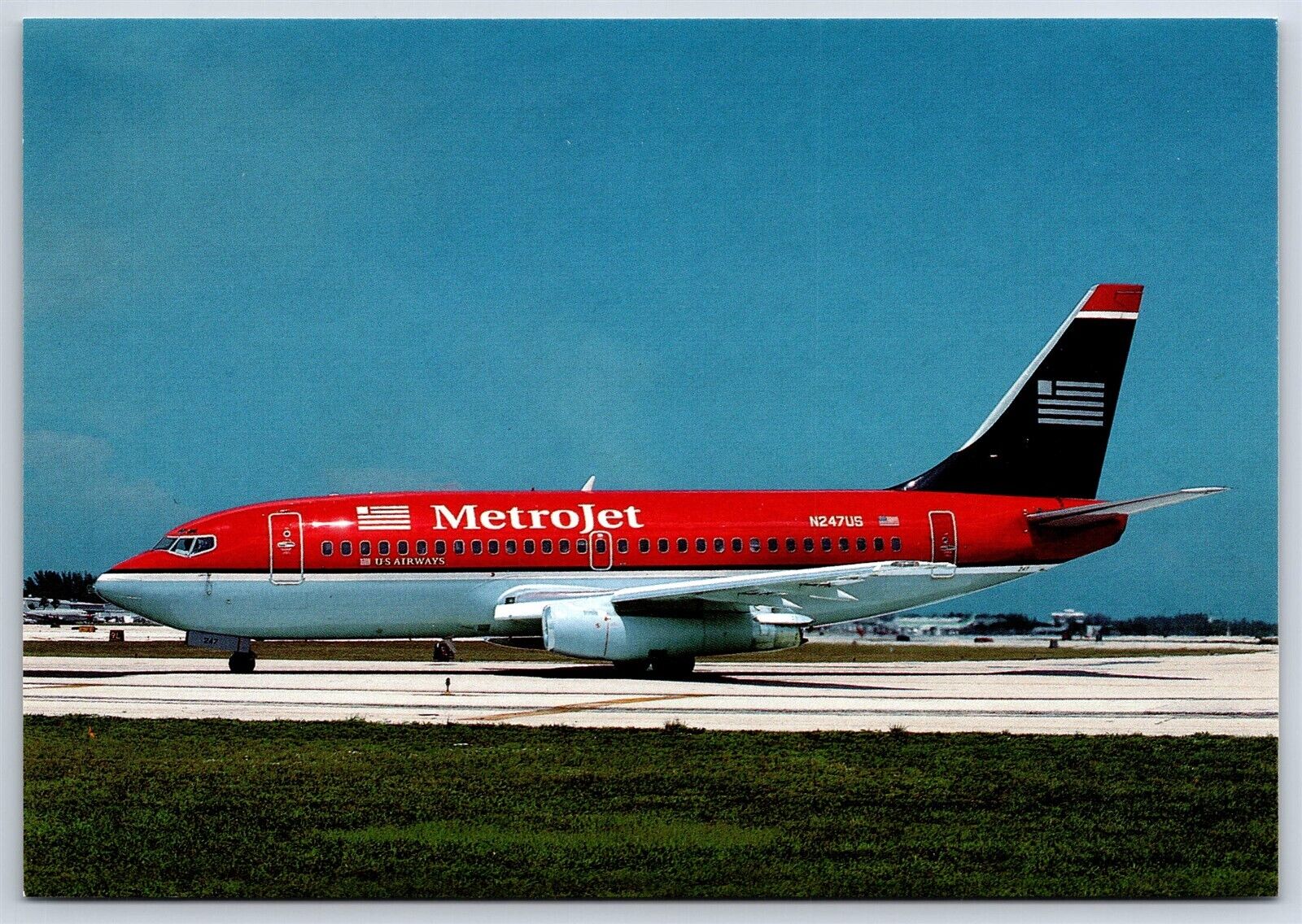 Airplane Postcard Metro Jet Airlines Boeing 737-201 N247US At Ft Lauderdale DZ13