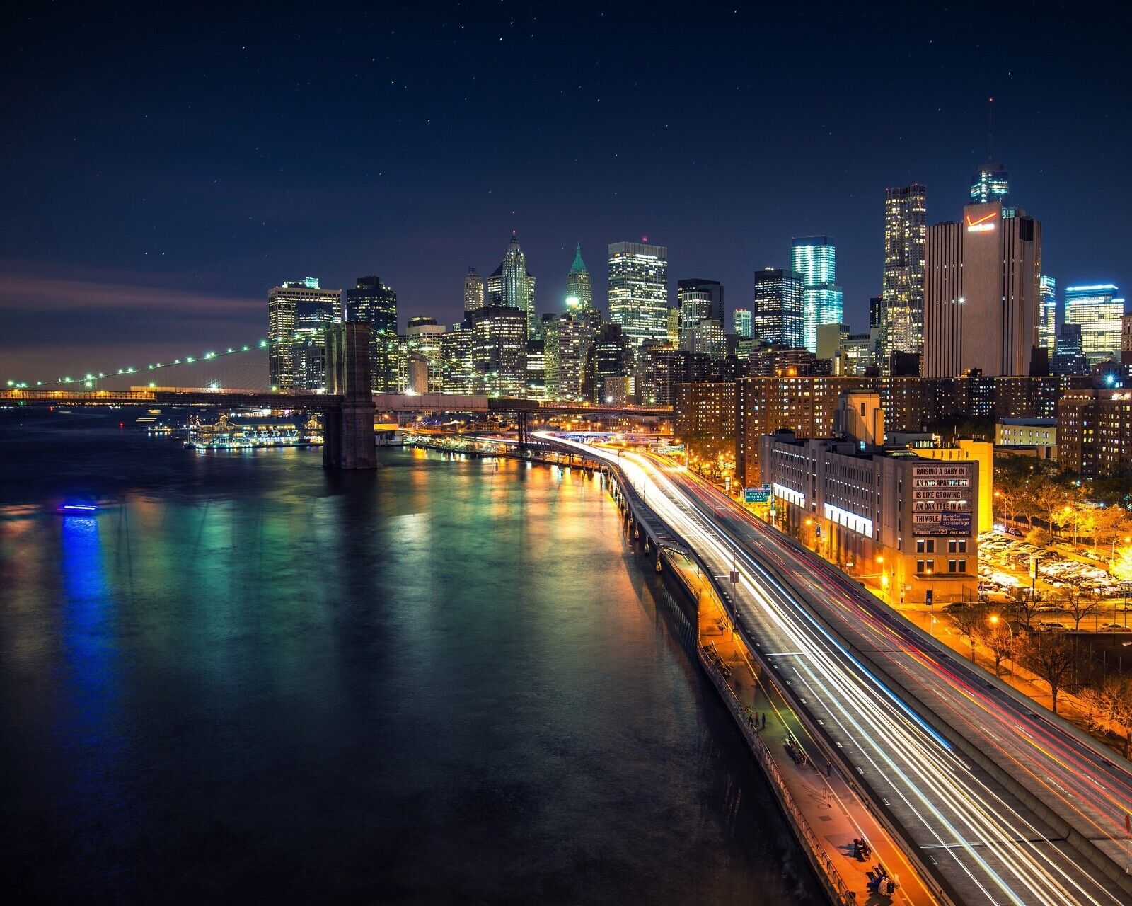 Brooklyn New York City NYC Skyline at Night 8X10 Photo Glossy Print