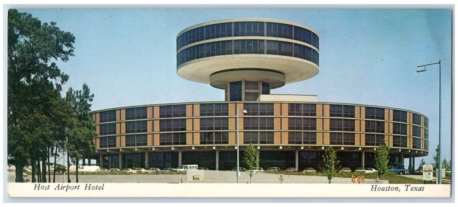 Houston Texas TX Postcard Oversized Host International Airport Hotel c1960s Cars