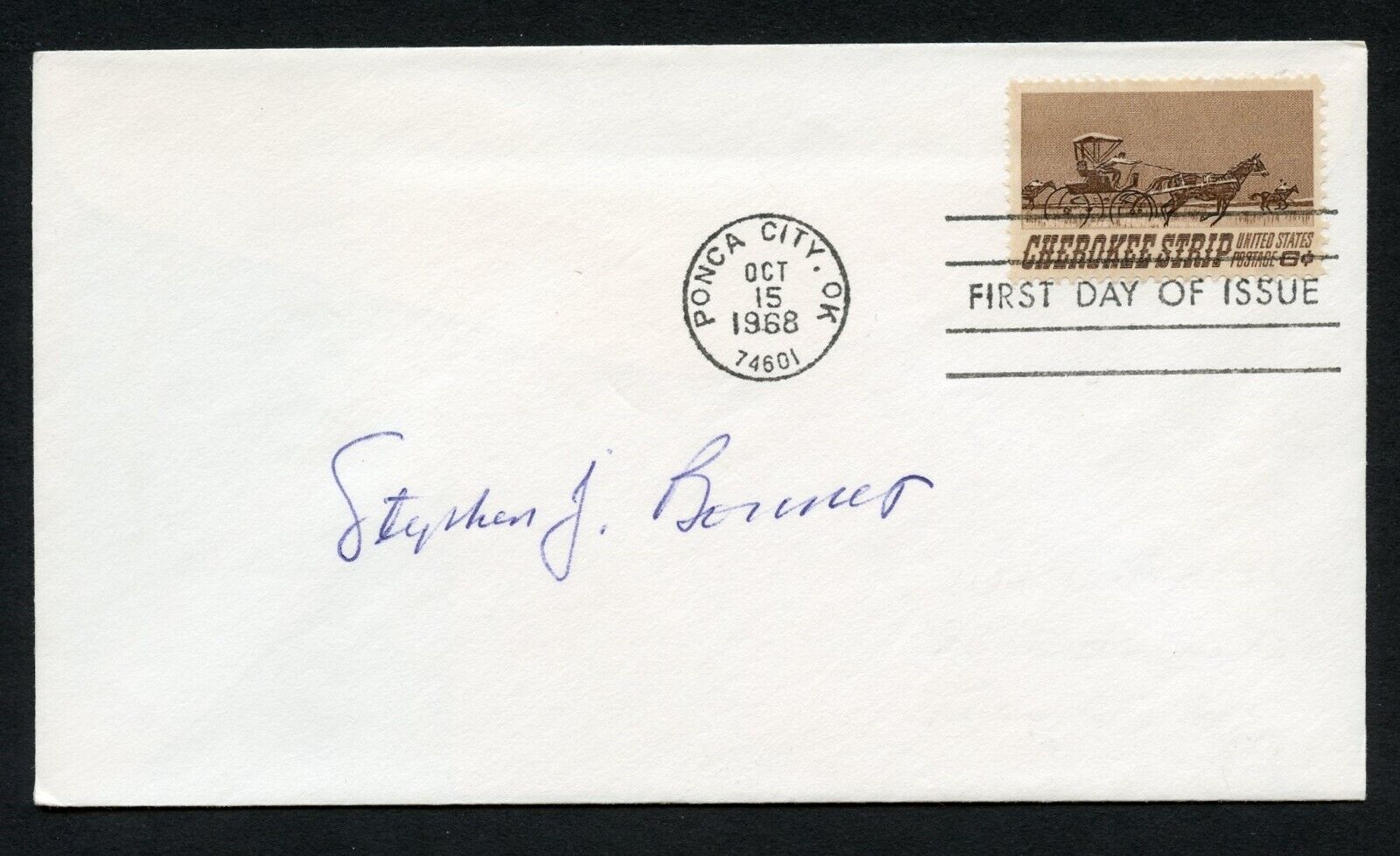 Stephen J. Bonner signed autograph auto First Day Cover WWII Ace