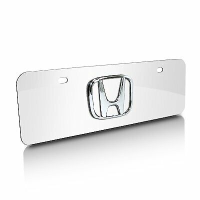 Honda Logo on Half-Size Chrome Stainless Steel License Plate