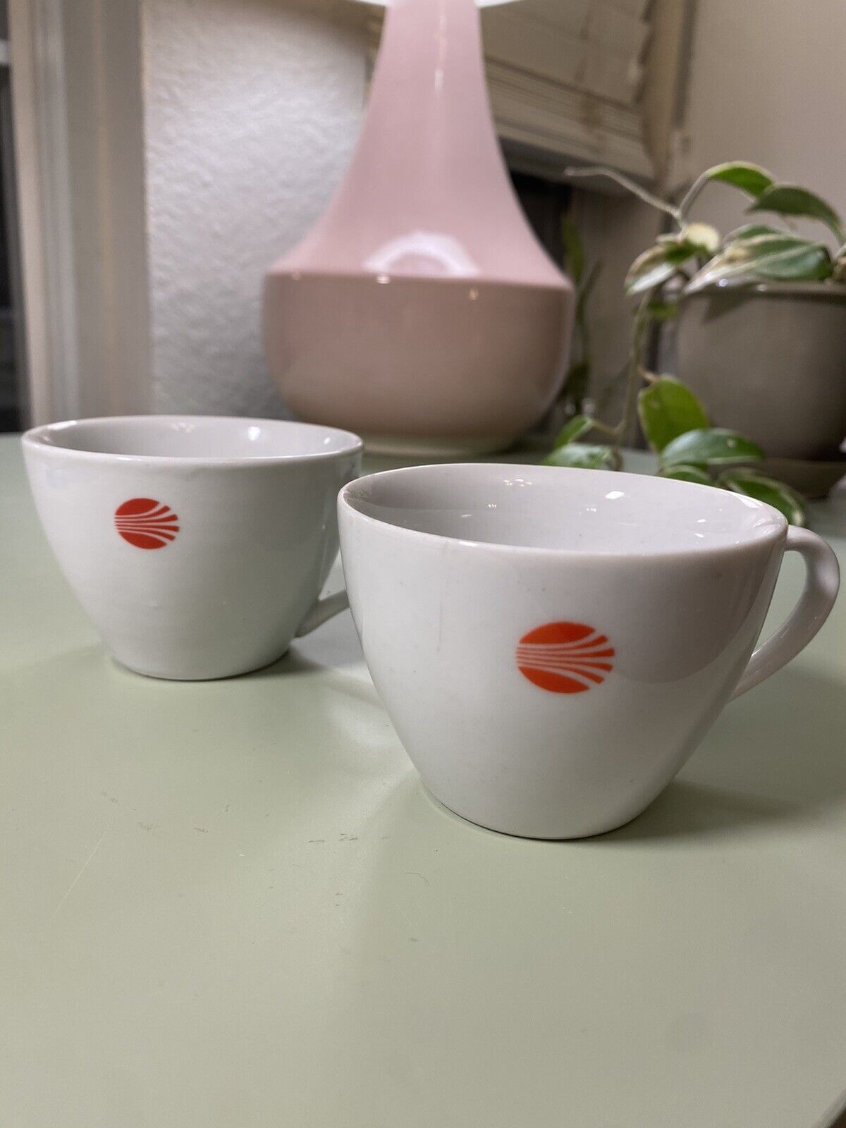 Set Of (2) Two Continental Airlines Coffee Espresso Cups 1967-1991 First Class