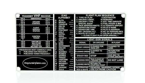 Pilot's Communications Guide Placard General Aviation Airplane Cockpit  PLA-0102