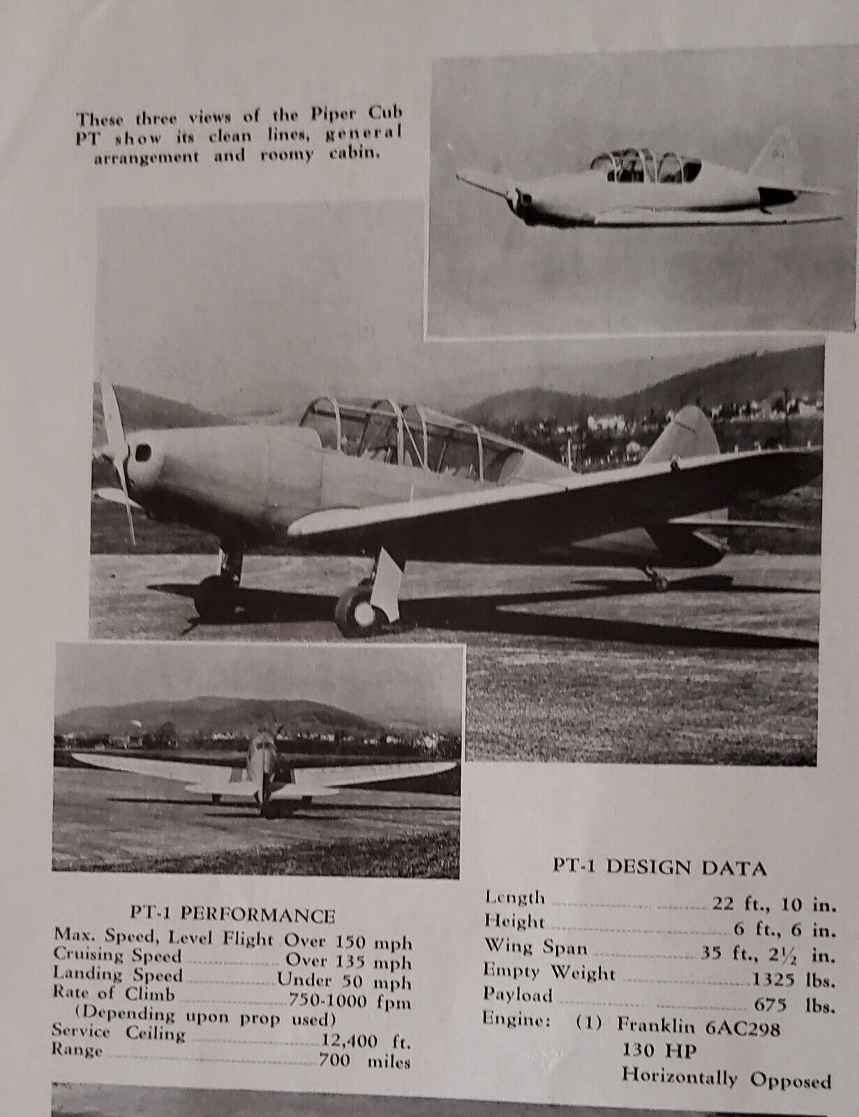 1944 Piper Cub PT-1 Primary Trainer Article 1B11-1