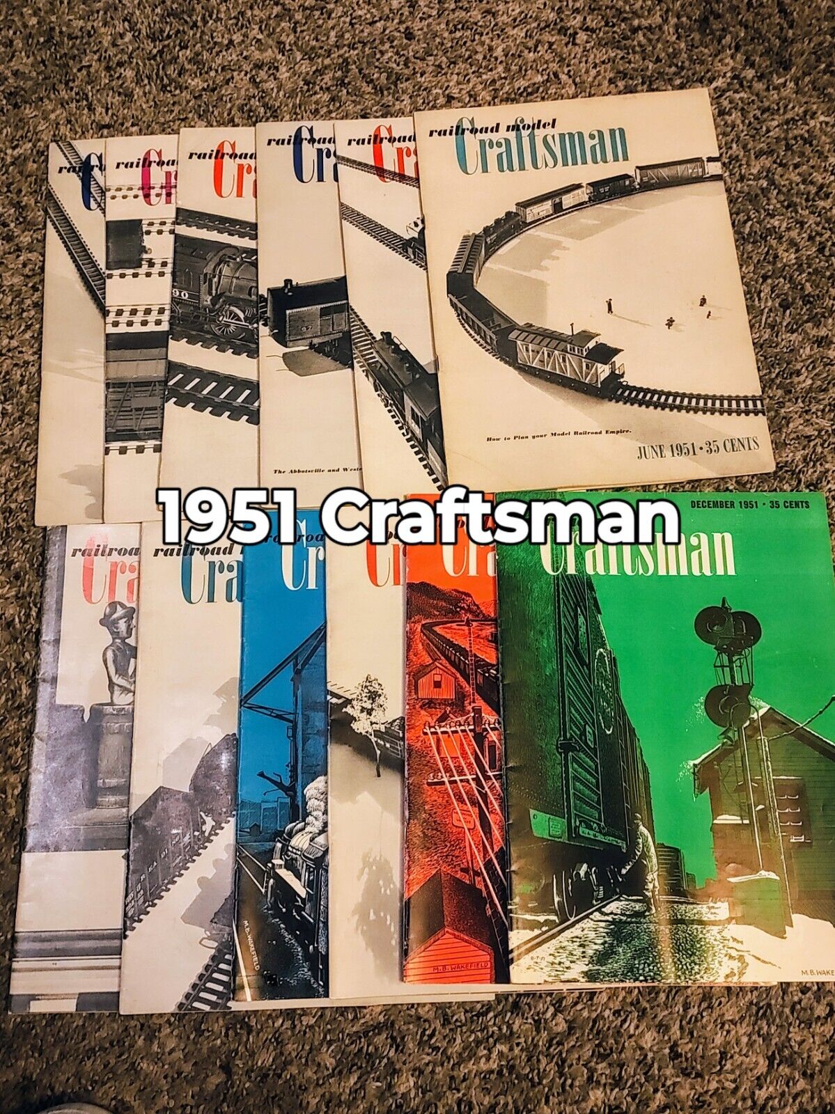 Original Lot of 9 1951 Railroad Model Craftsman Magazines