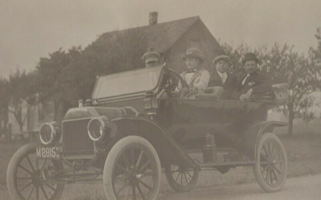 Classic Car Automobile Driving With Friends Real Photo Vintage Postcard
