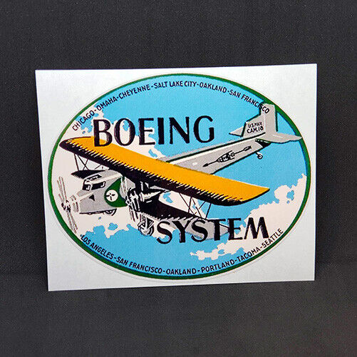 Boeing System Vintage Style Airplane Decal, Vinyl Sticker