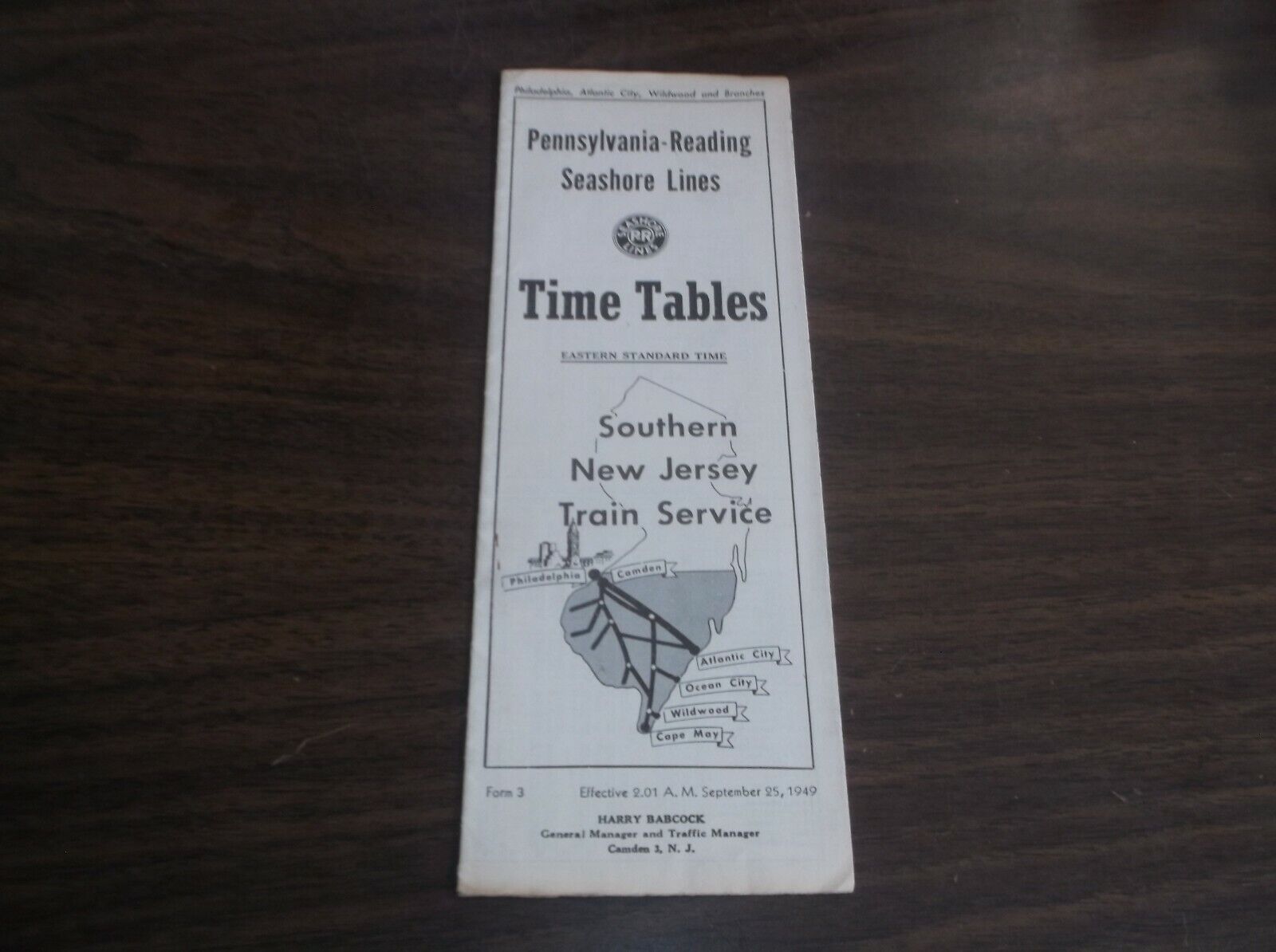 SEPTEMBER 1949 PRSL PENNSYLVANIA READING SEASHORE LINES FORM 3 PUBLIC TIMETABLE