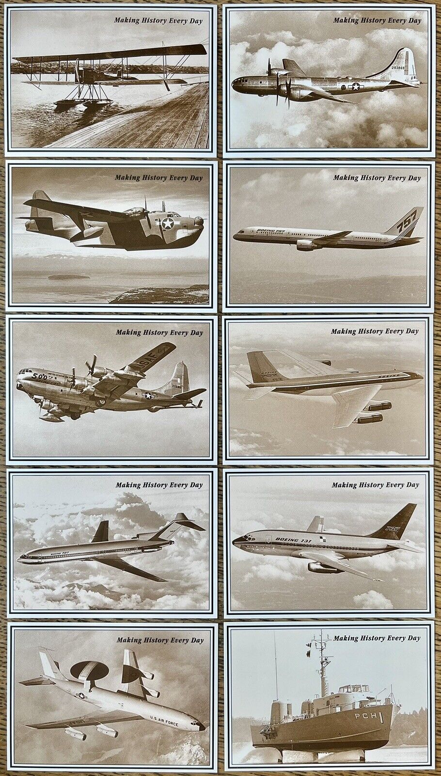 Boeing 75th Anniversary trading cards set (10) - Making History Every Day 1991