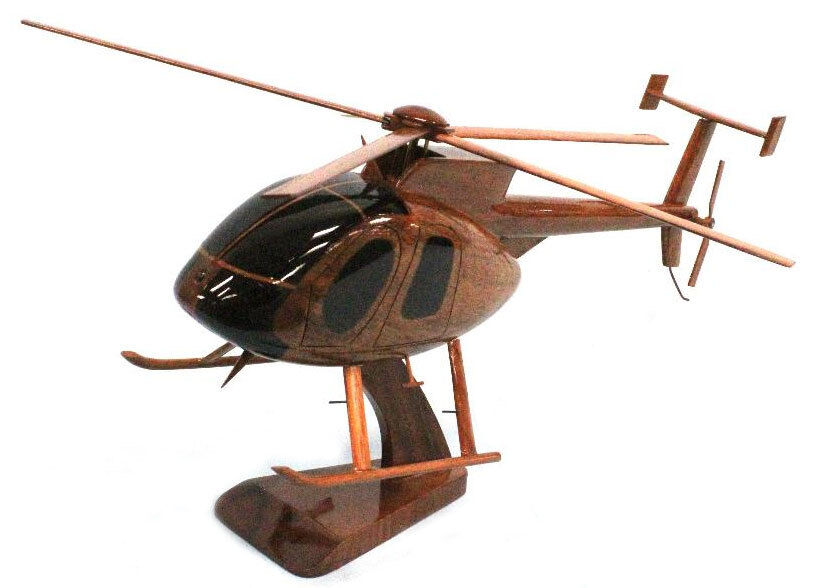 MD530 Cayuse Helicopter Beautiful Premium Mahogany Wood Display Desk Model