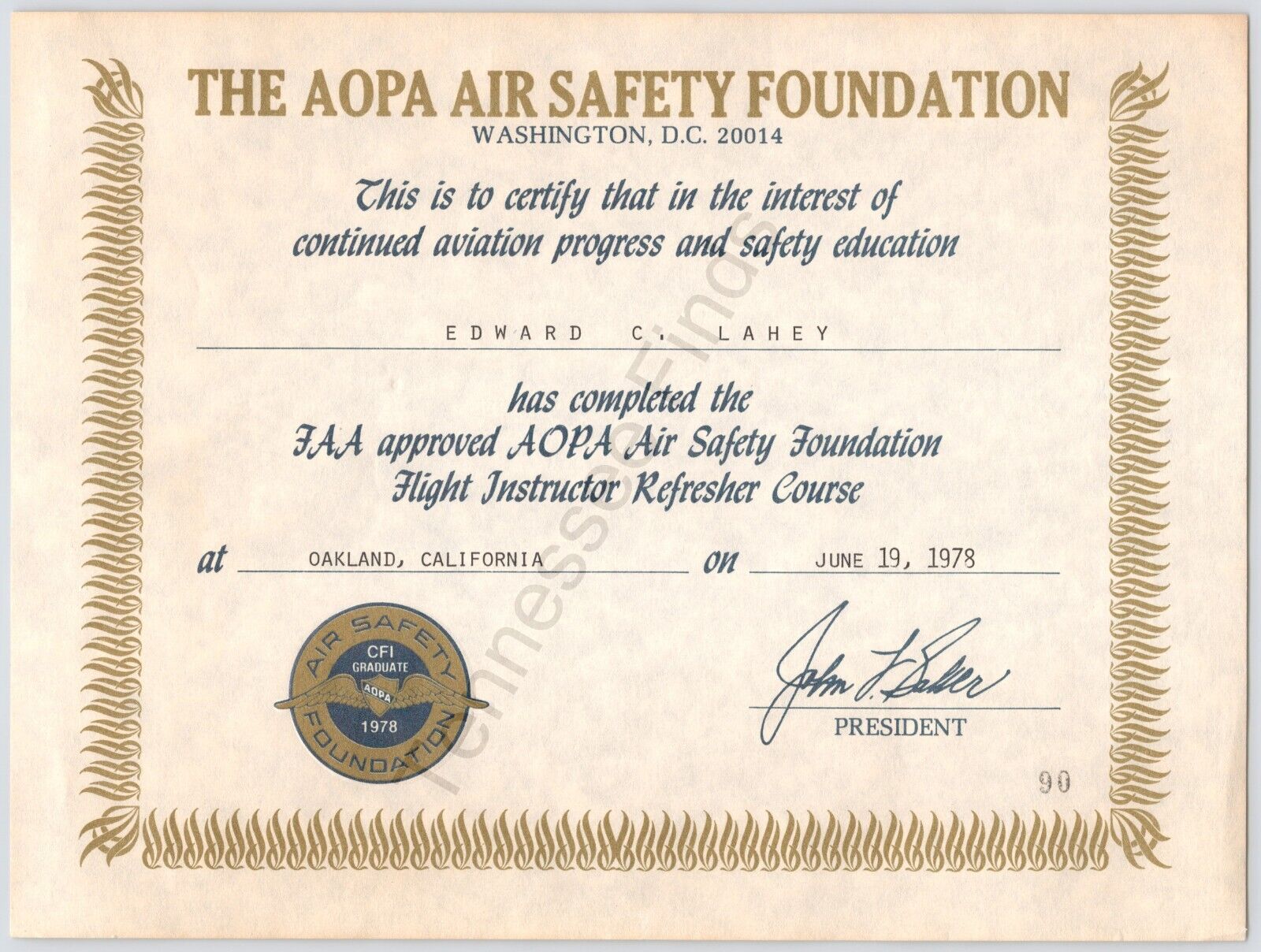 1978 Air Safety Foundation Flight Instructor Refresher Course Oakland Cal.