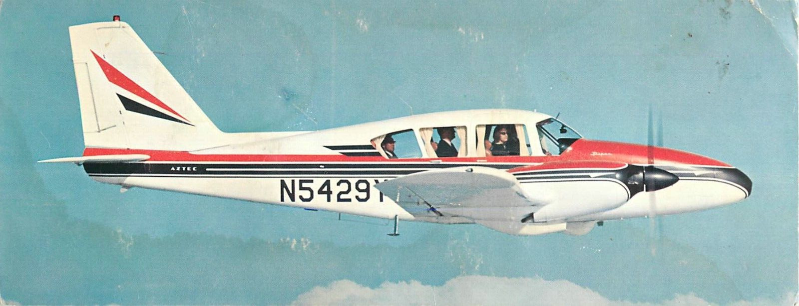 Piper Aztec C Twin-Engine Airplane Vintage Long Postcard