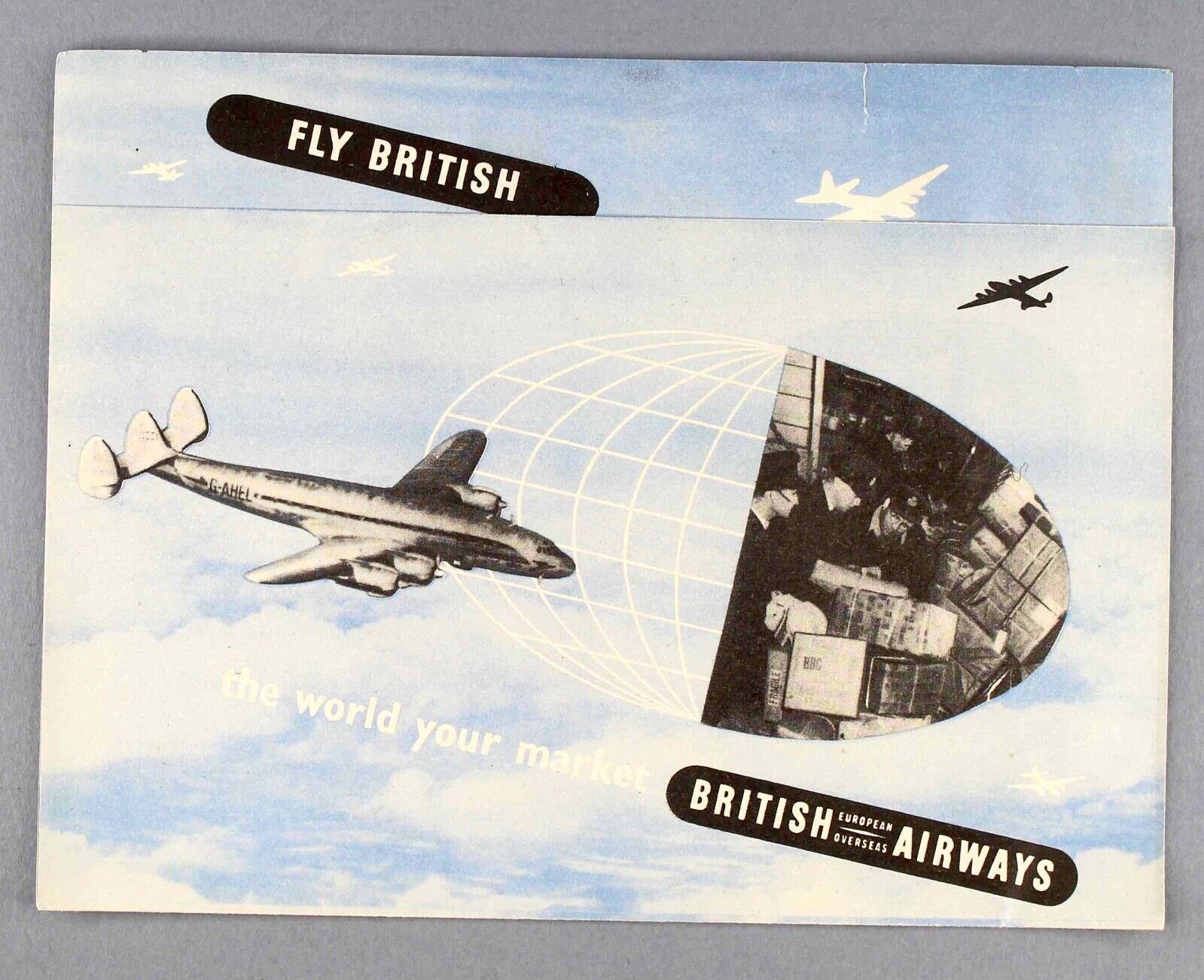 BOAC & BEA POST WAR VINTAGE AIRLINE BROCHURE LOCKHEED CONSTELLATION & ROUTE MAP 