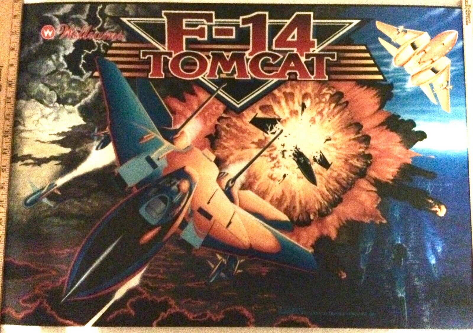 ORIGINAL Williams “F-14 Tomcat” Pinball Machine Translite - NOS - **RARE**