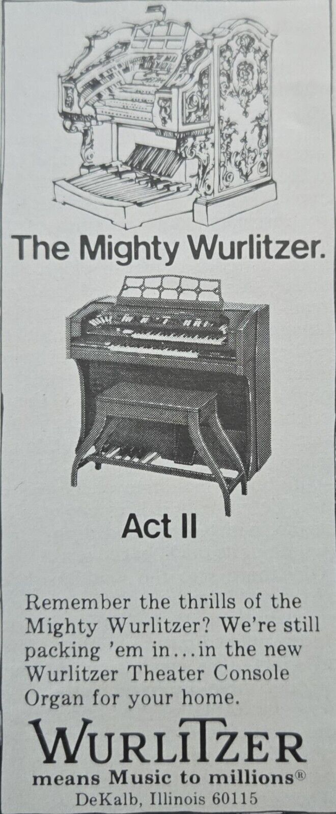1969 The Mighty Wurlitzer Act II Theater Console For Your Home Vintage Print Ad 