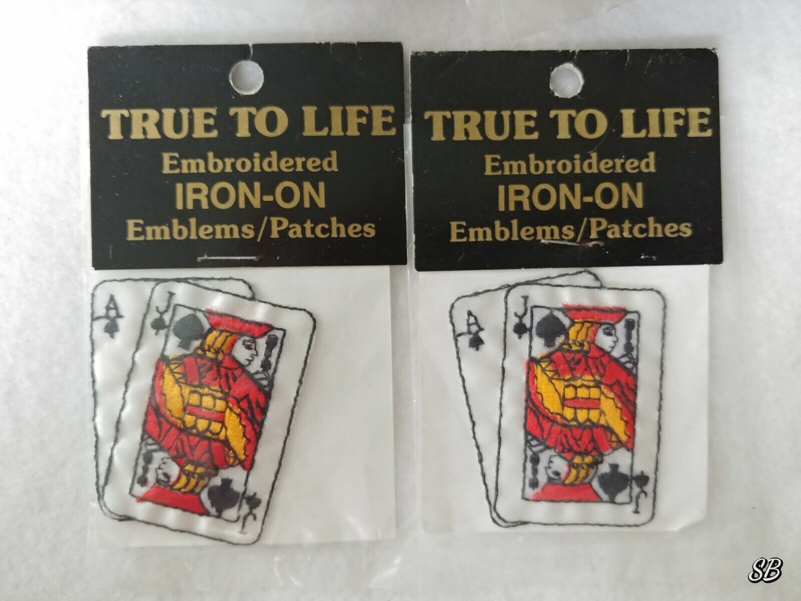 2 Vintage BLACKJACK Poker PATCHES Iron-on True To Life Embroidery MAFCO Emblem
